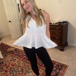 Cute white ruffle tank